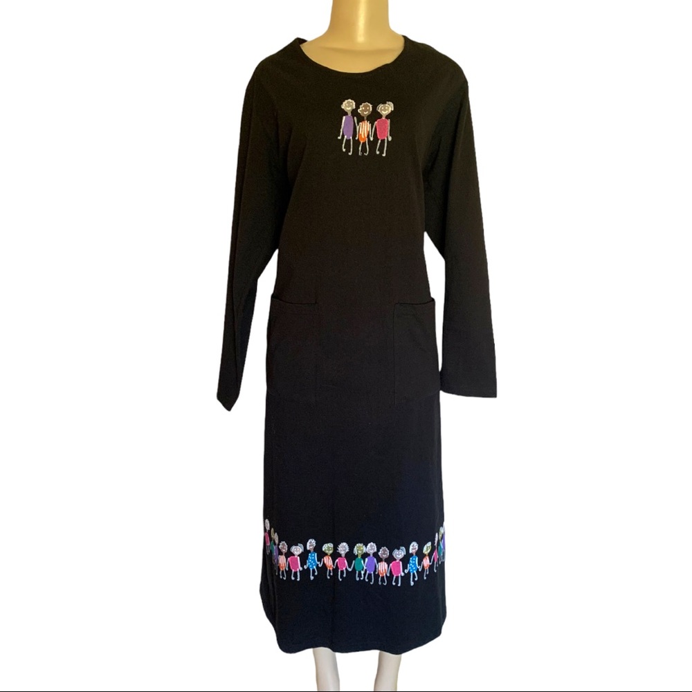 NWOT Tee Time USA Golf Weekender Travel LS Tee Shirt Maxi Dress Scoop Neck